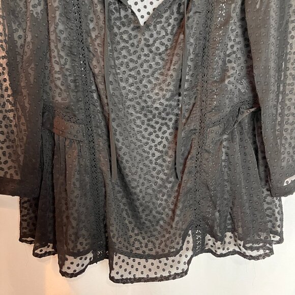 Women's Sheer Black Anthro Vanessa Virginia Long Slv Blouse Size 4 - Picture 2 of 6